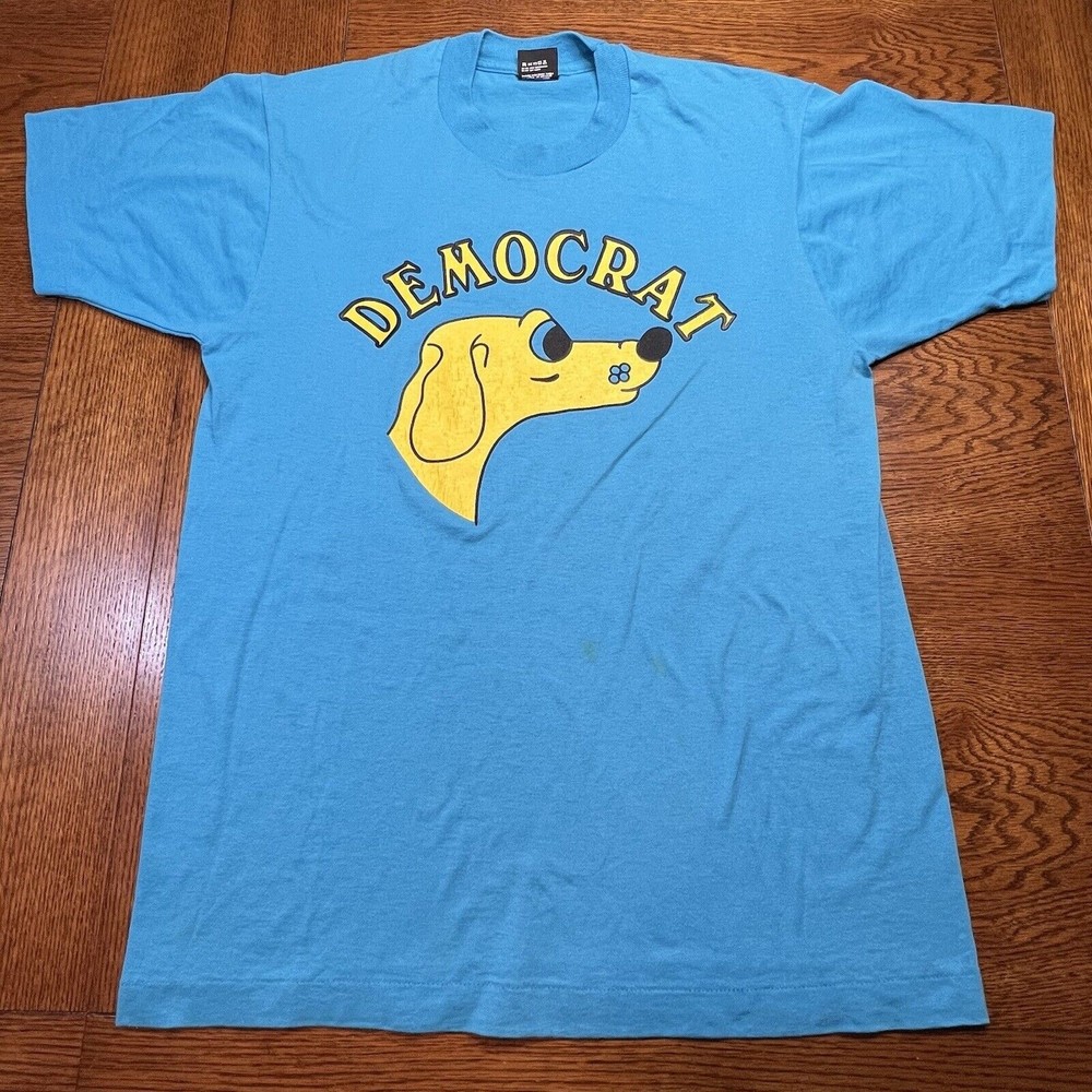 VTG Screen Stars Best Democrat And Proud of it Single Stitch Tshirt Large 80s